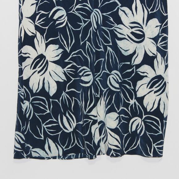Jones New York 100% Silk Midi Slip Skirt Size 14 Blue Floral - Picture 5 of 9